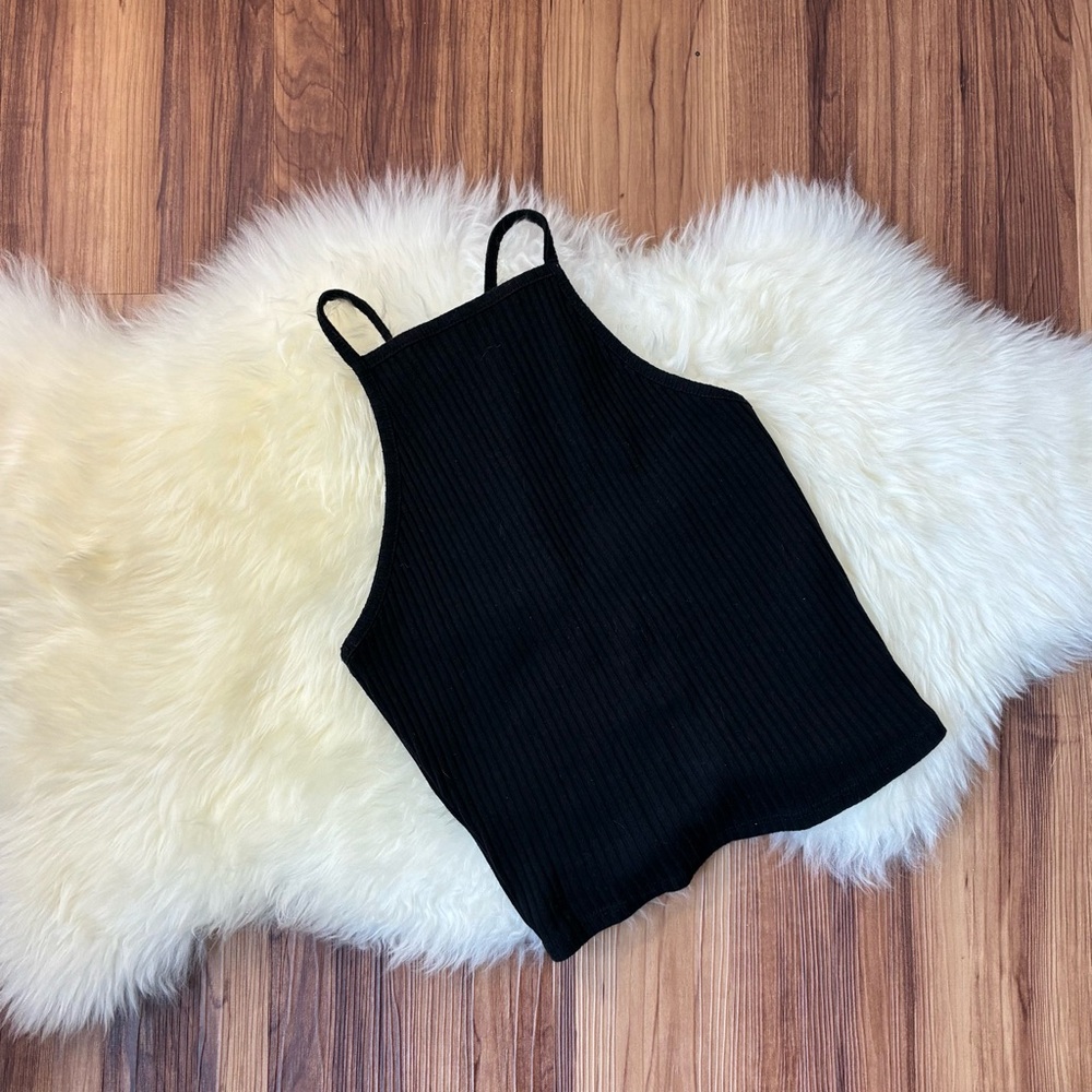Bershka Black Criss Cross Back Tie Tank Top • Size S